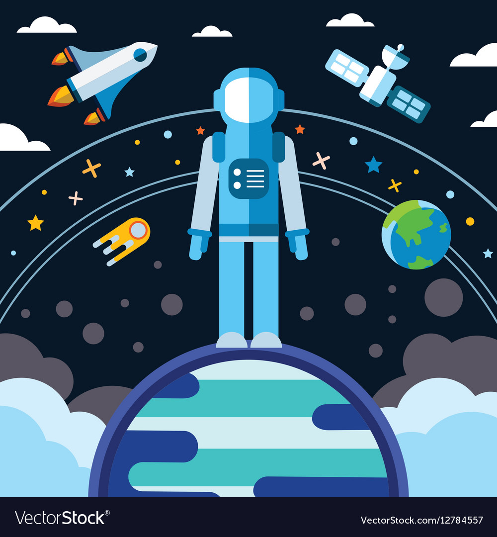 Vintage space and astronaut background Royalty Free Vector