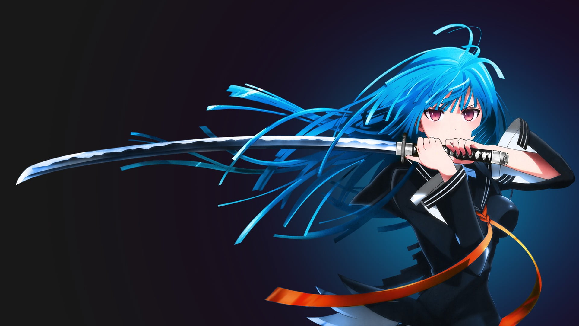 Female Animation Character Holding Sword Digital Wallpaper Katana
