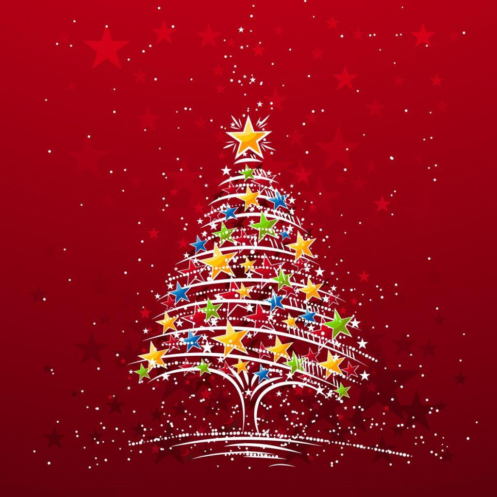 Starry Xmas Tree Wallpaper Background For Apple iPad To