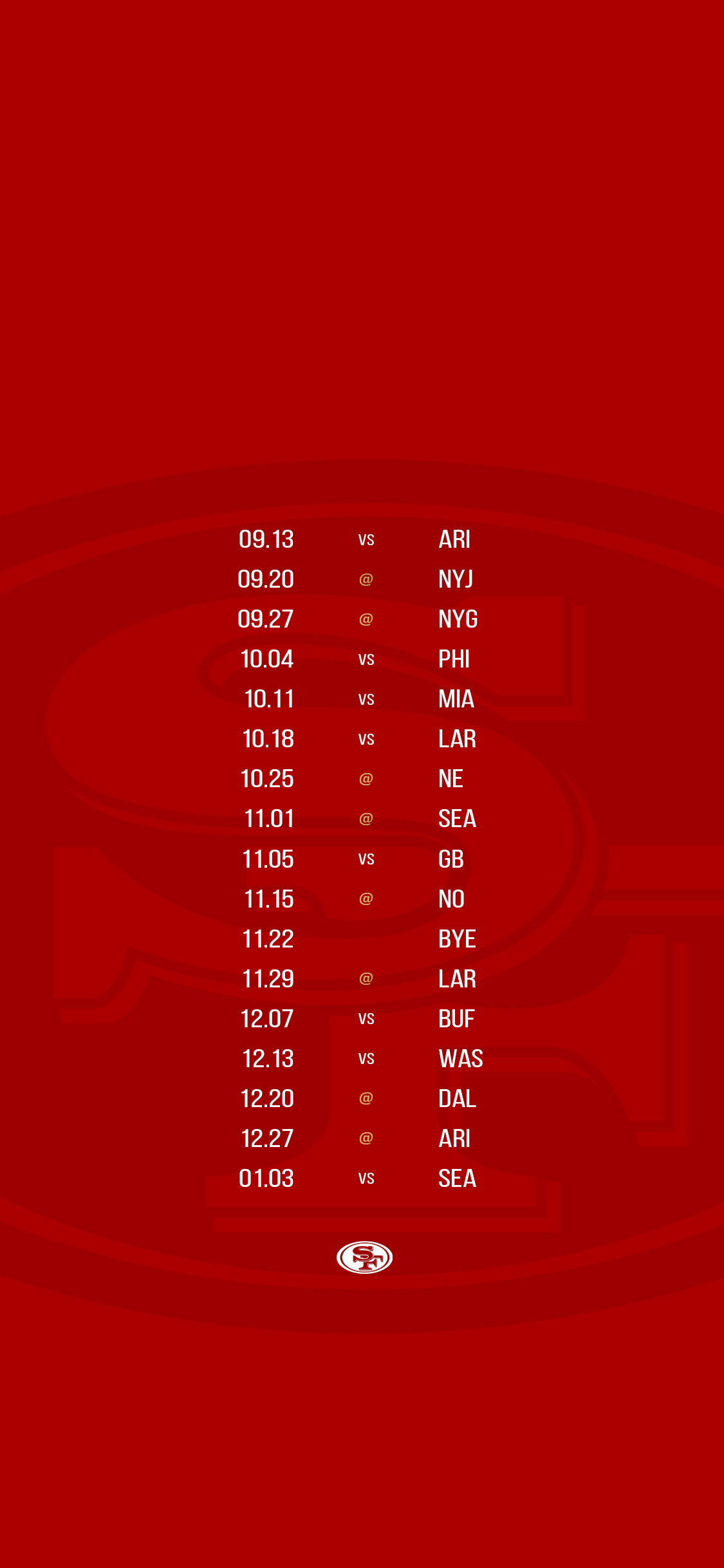 Schedule Wallpaper 49ers