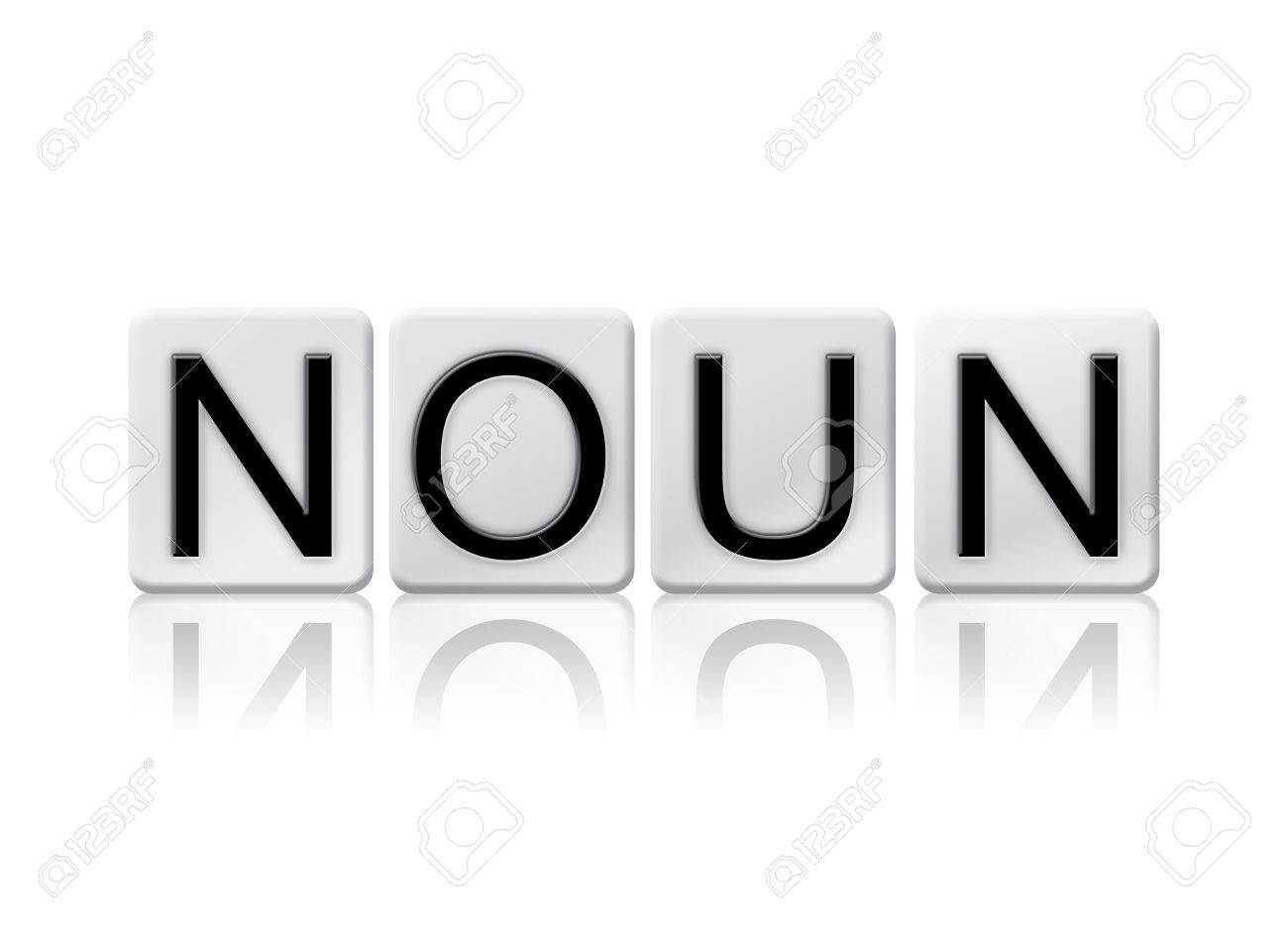 The Word Noun Written In Tile Letters Isolated On A White