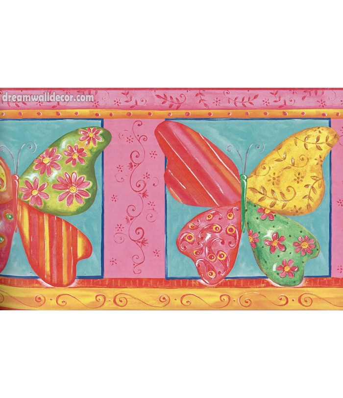 Free download Pink Yellow Green Butterfly Wallpaper Border [700x812