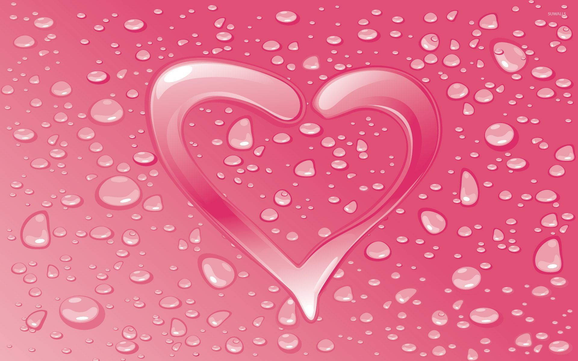Water drops on the pink heart wallpaper   Digital Art wallpapers