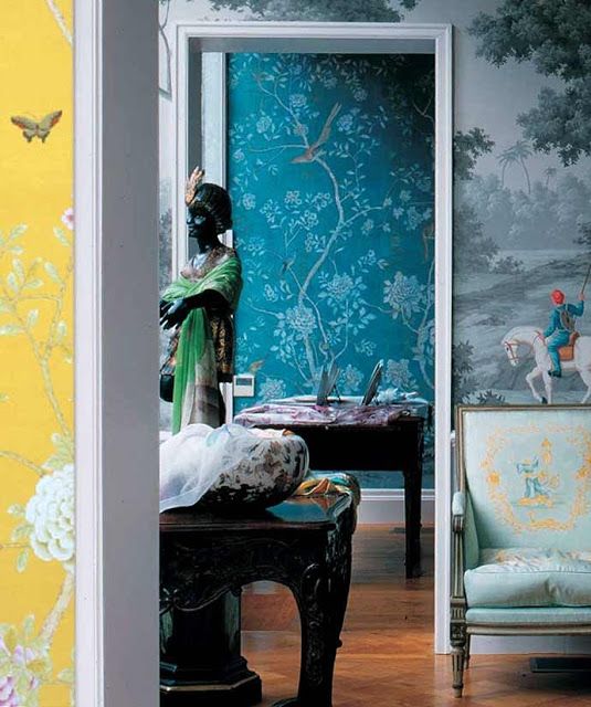 chinoiserie wallpapers Chinoiserie chic inspiratie Pinterest
