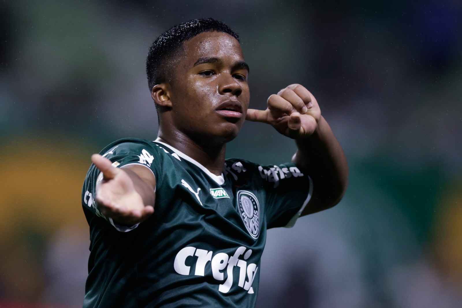 Endrick Felipe celebrating a goal for Palmeiras