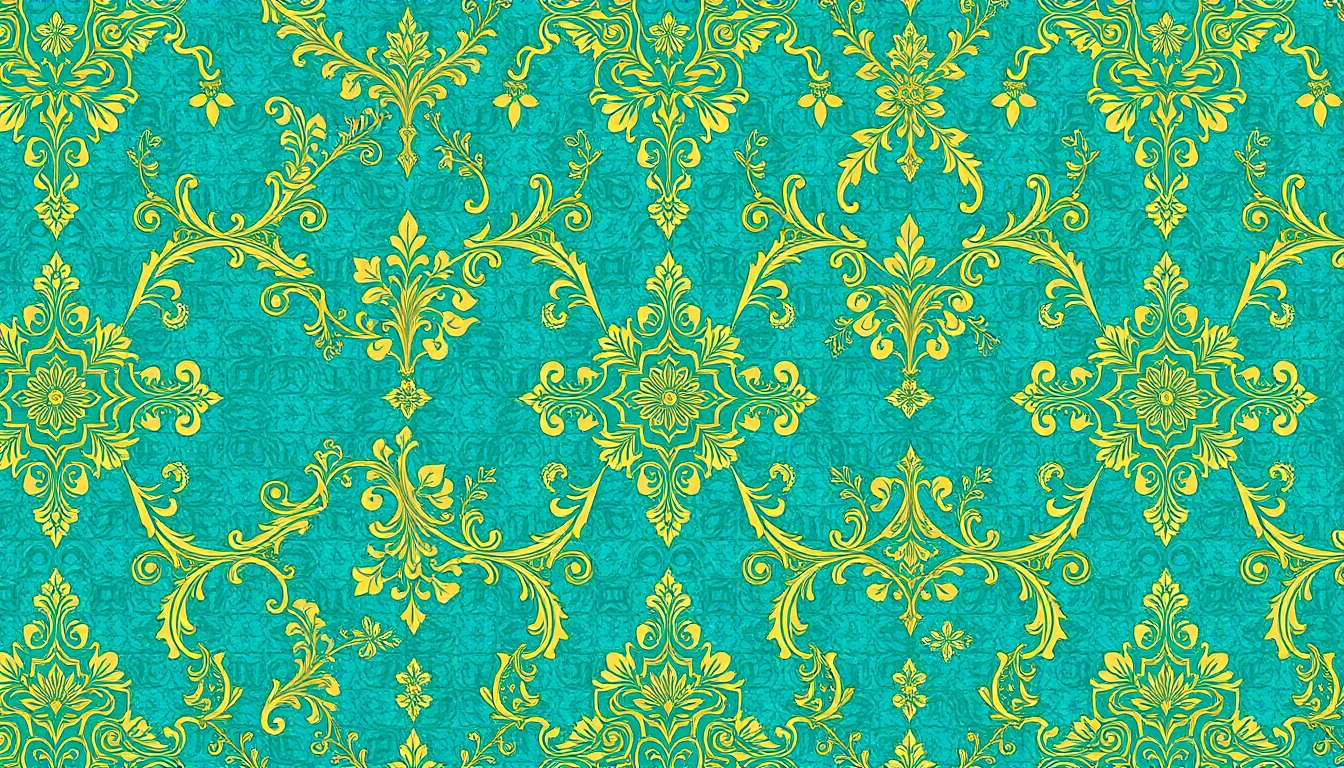 Turquoise And Gold Wallpaper