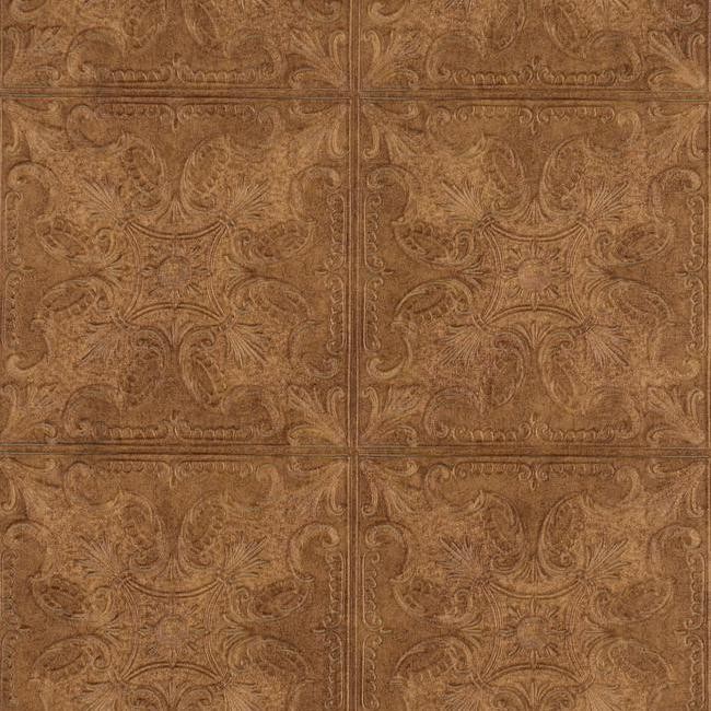 Home Embossed Textured Copper Faux Ceiling Tile Heavy Duty Wallpaper
