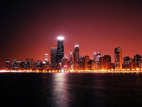 Chicago City Night Skyline