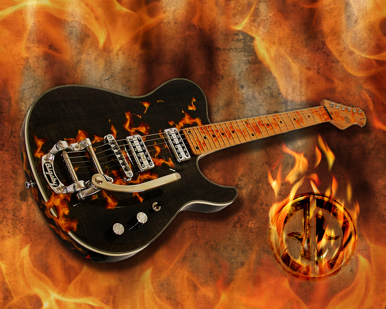 Flame Guitar Wallpaper Picture