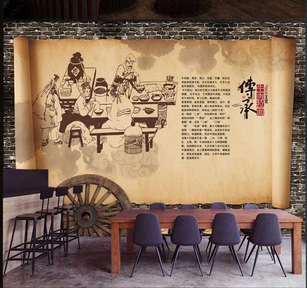 Wallpaper 3D Hd Vintage Beef Ramen Restaurant Dining Wall Living