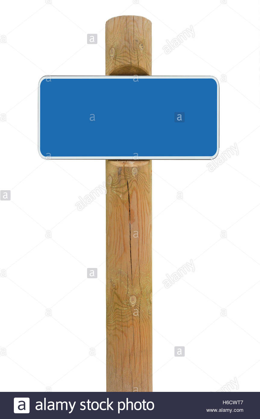 Blue Metal Road Sign Board Signage Copy Space Background White