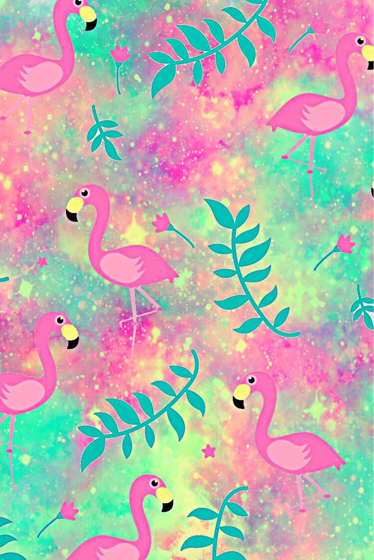 Wallpaper Lockscreen Glitter Sparkle Flamingos Birds Animals