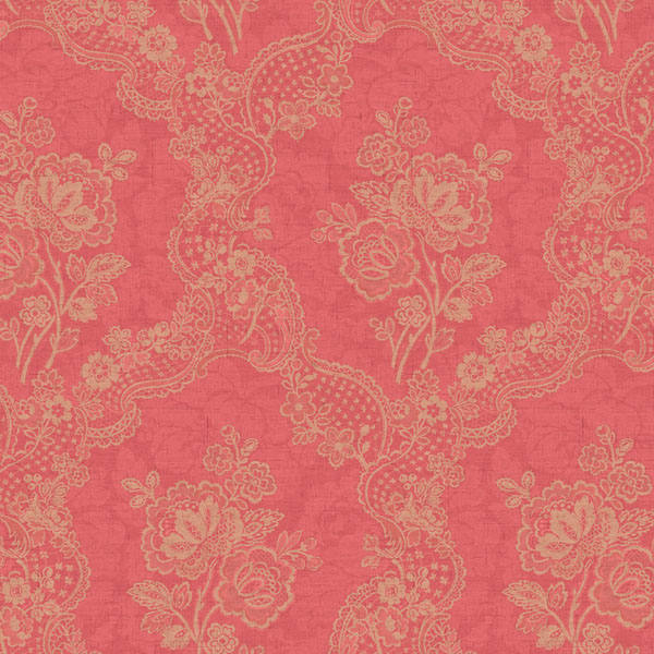 Salmon Lace Floral Fairwinds Studio Wallpaper