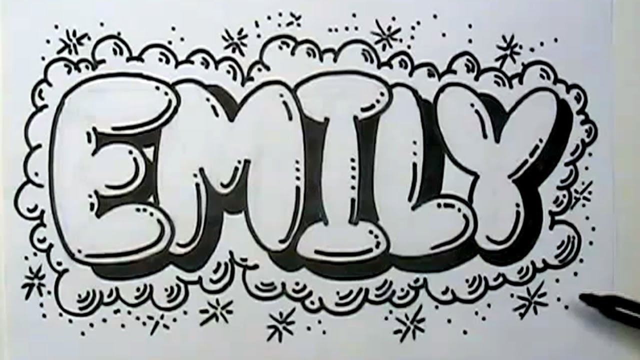 How To Graffiti Letters Write Emily In Bubble