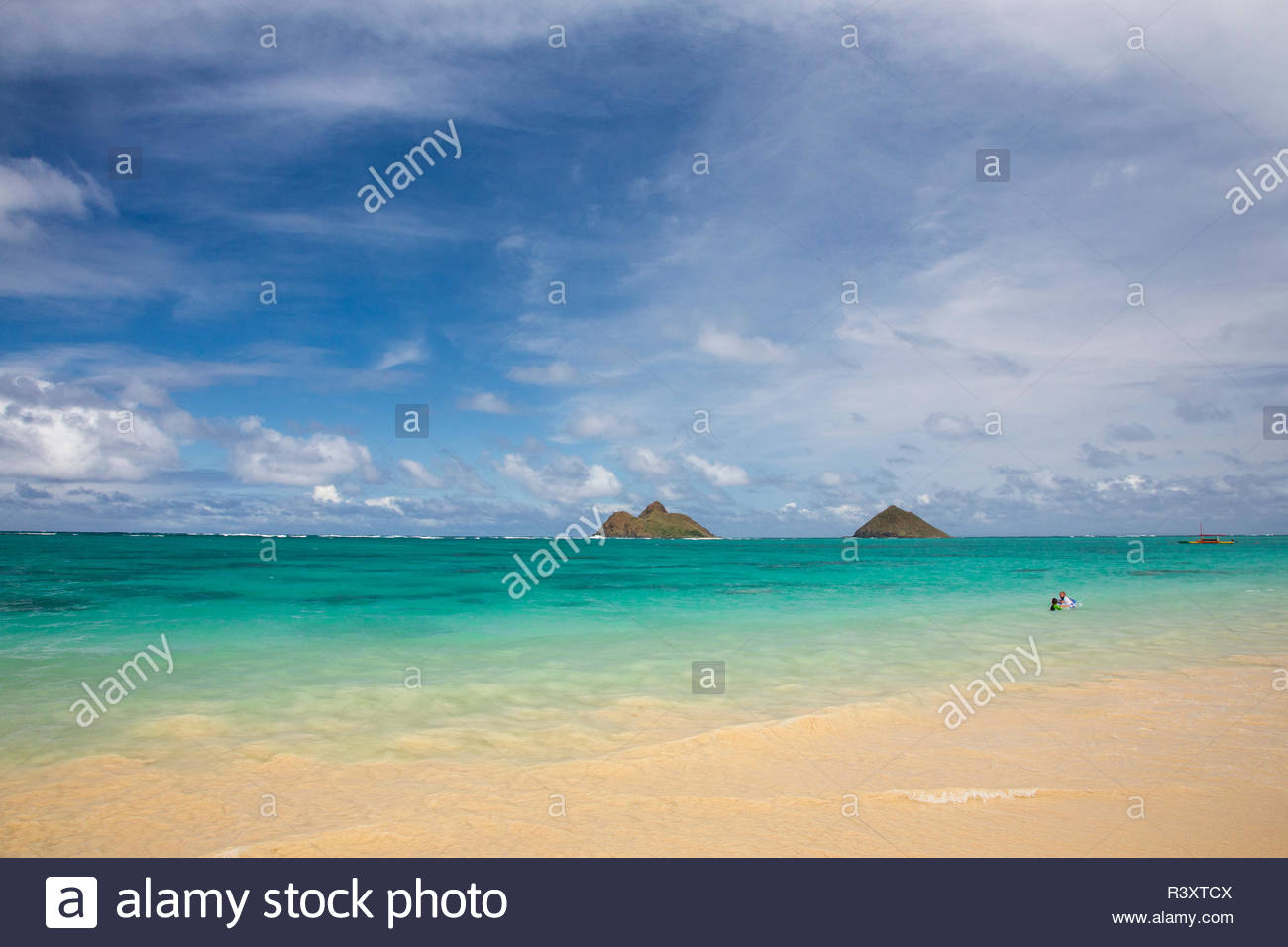 Usa Hawaiian Islands Oahu Lanikai Beach And In