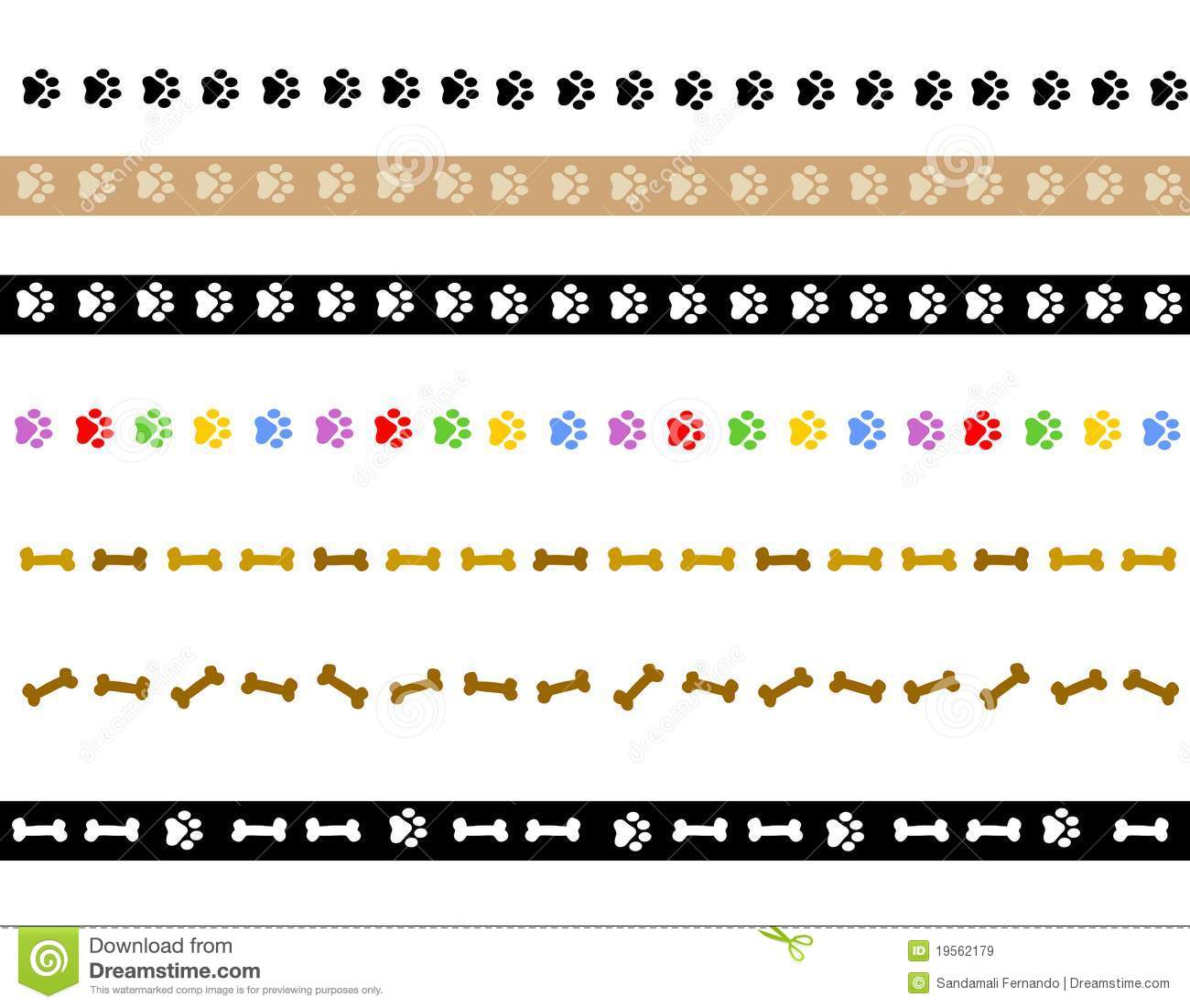 Dog Bone And Paw Border Prints Divider