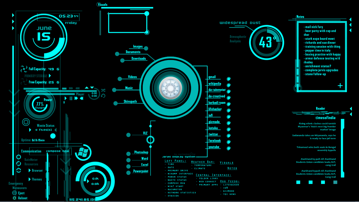 Best collection of rainmeter themes Trending Technologies 1366x768
