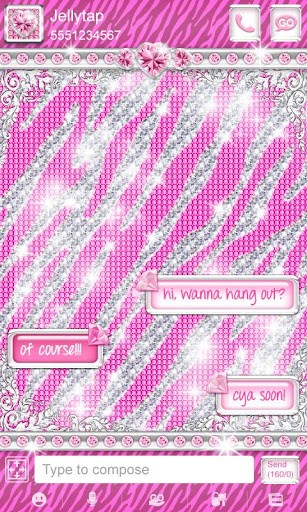 Bling Theme Pink Zebra Sms App Para Android