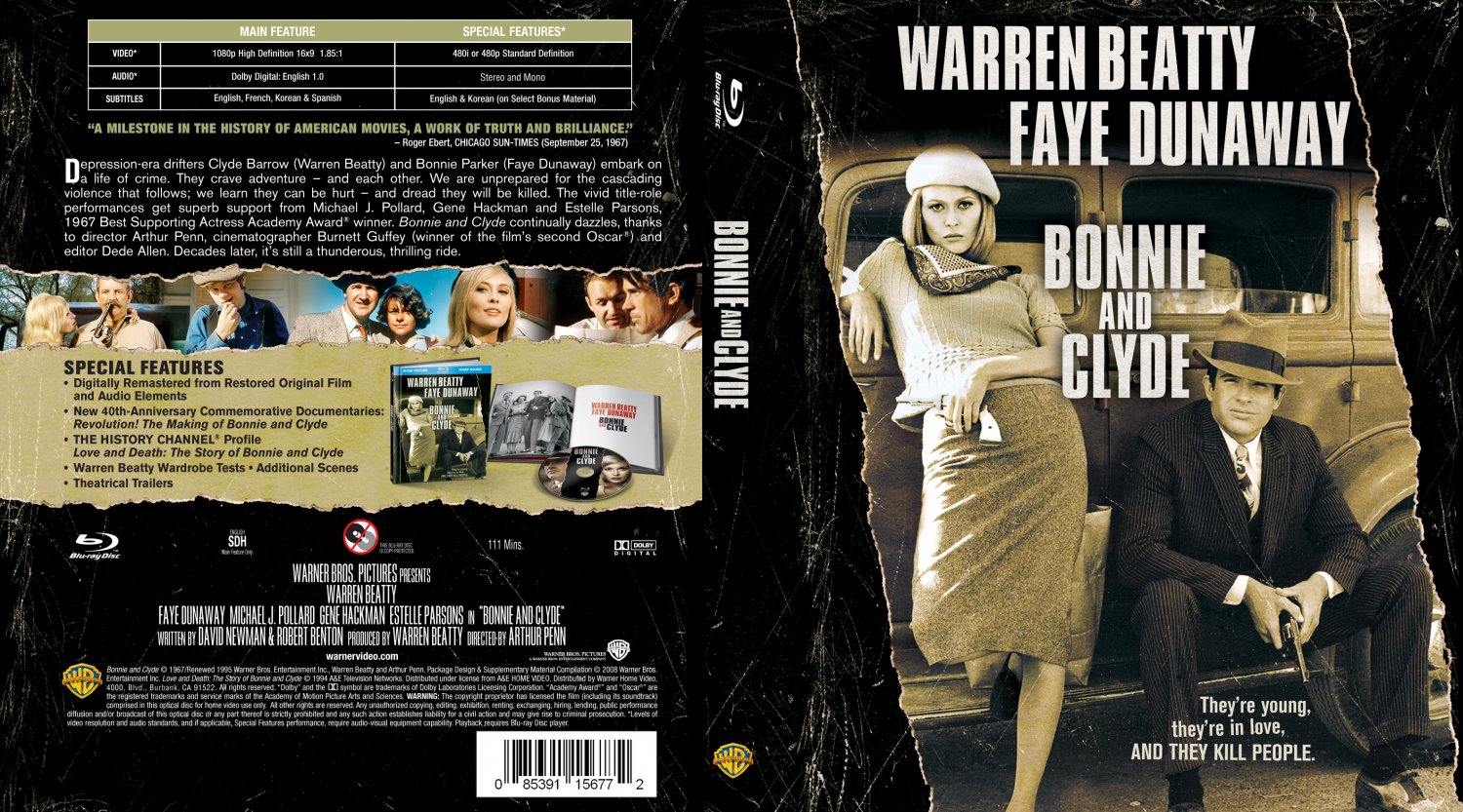 Bonnie And Clyde Movie Blu Ray Scanned Covers