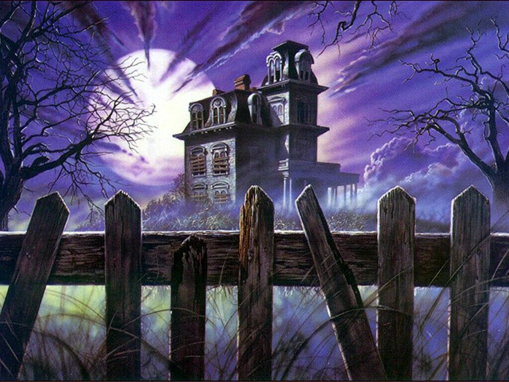 Haunted House   Seasonal Wallpaper Image featuring Halloween 1024x768