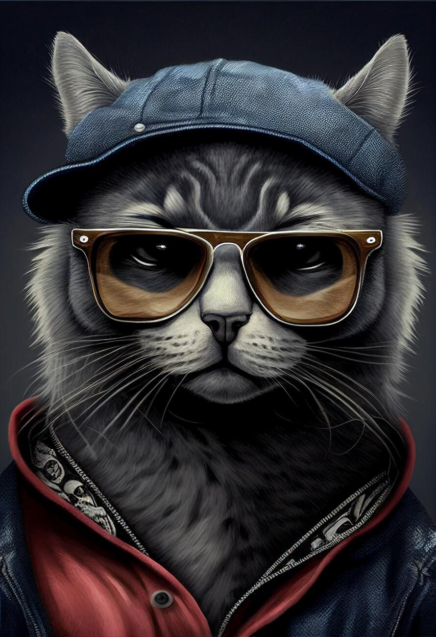 Wall Art Print Cool Cat With Sunglasses Europosters