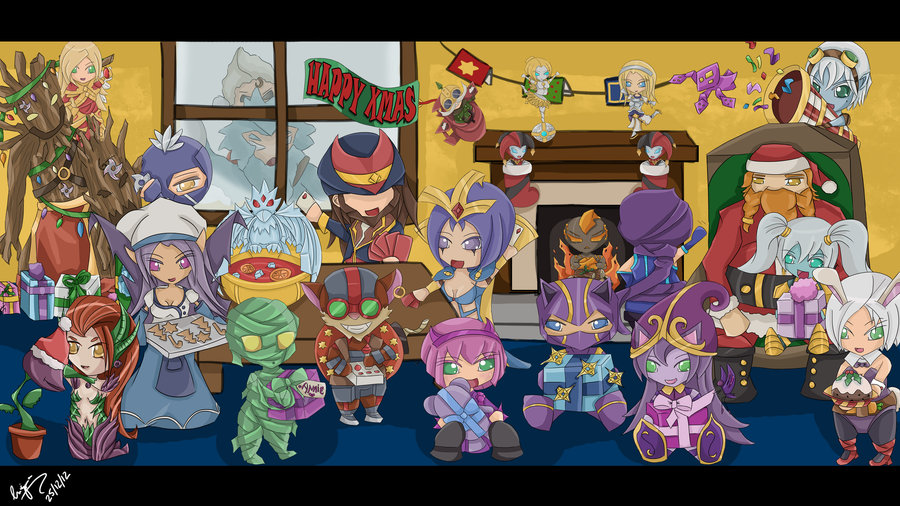 League Of Legends Chibi Wallpaper Lol Christmas By