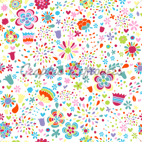 Cute Colorful Floral Vector Pattern Gl Stock Image