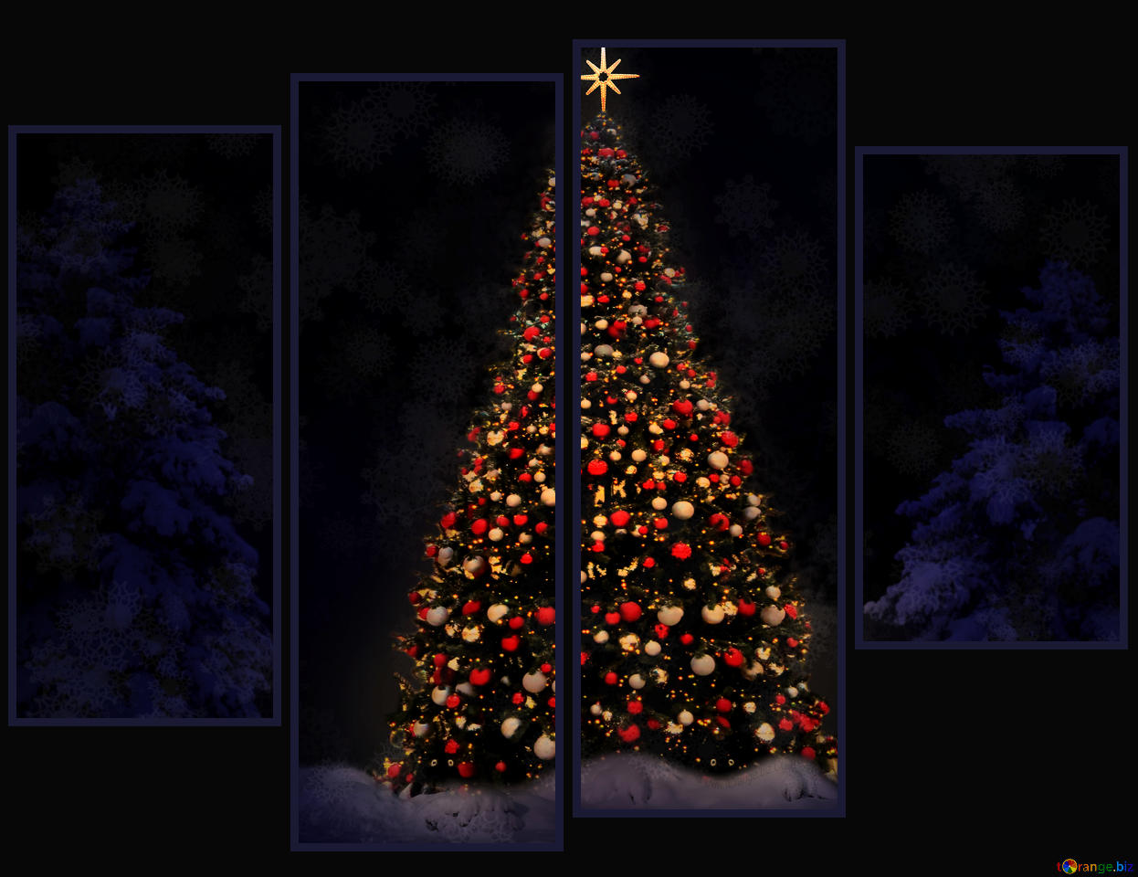 Picture Christmas Tree Dark Modular Background On Cc
