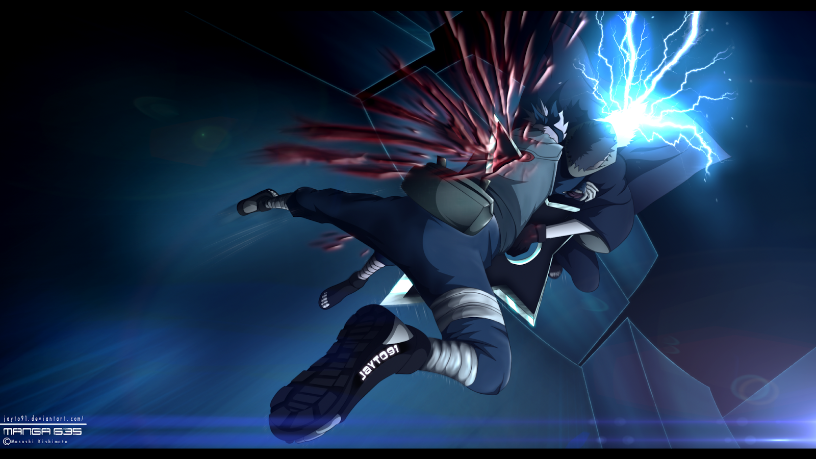 Kakashi Raikiri Blood Lightning Fighting Anime HD Wallpaper