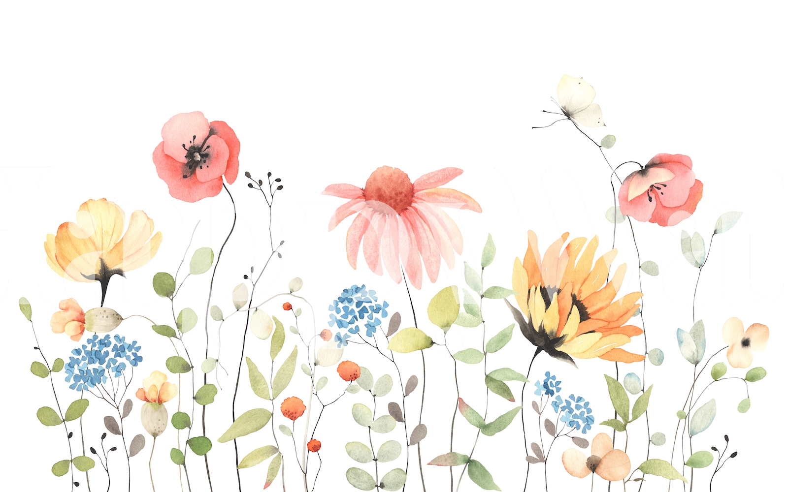 Summer Wildflowers Masked Wallpaper