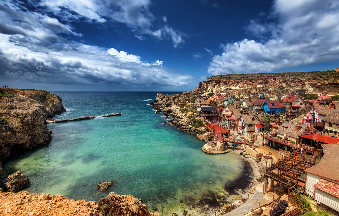 Wallpaper Beach Sea Coast Malta Popeye Village Mediterranian