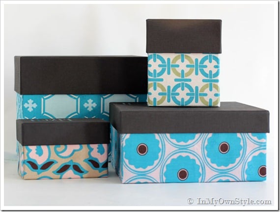 How to cover boxes with fabric or wallpaper