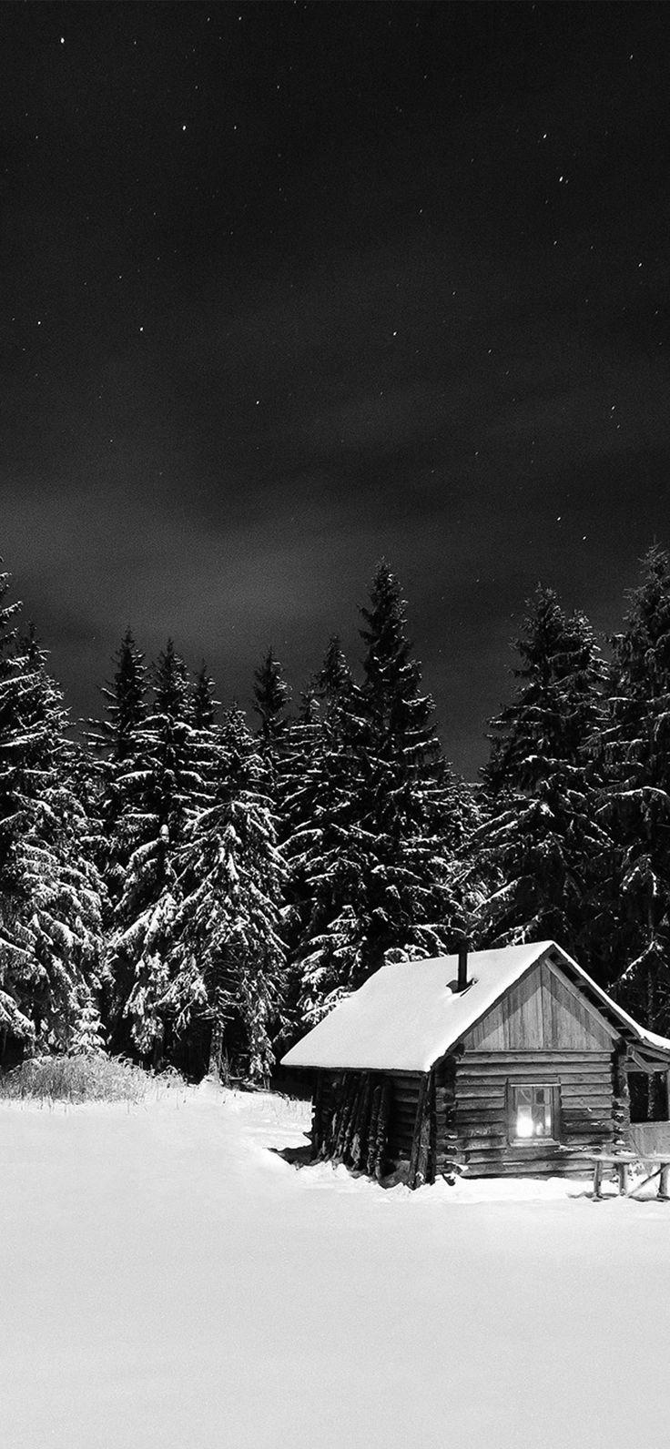 Winter Night Sky Christmas Snow Wallpaper Dark