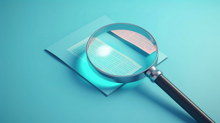 Magnifying Glass Over A Blue Background With Papers And Paper Wallpaper