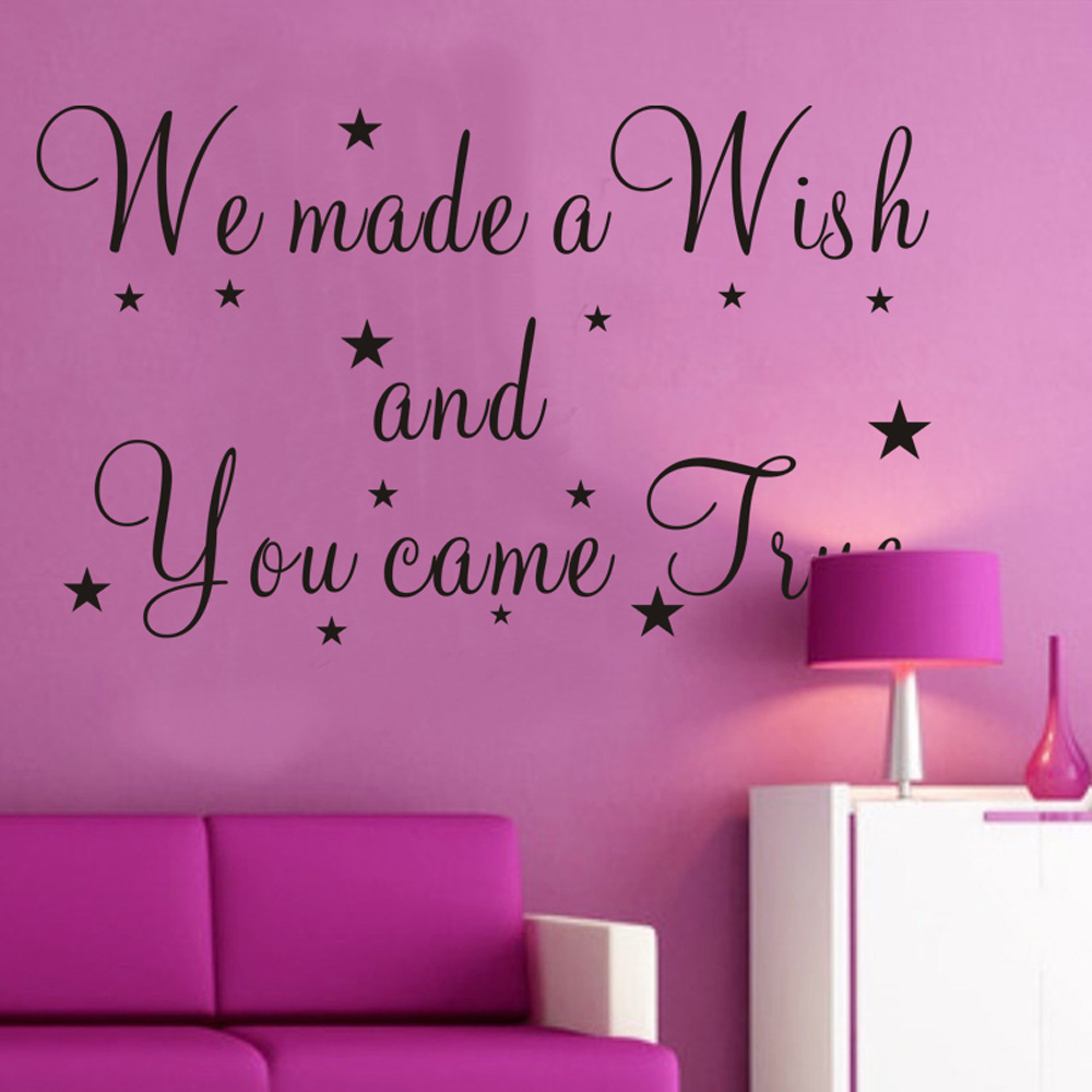 Wall sticker words quotes we made a wish and you came true living room
