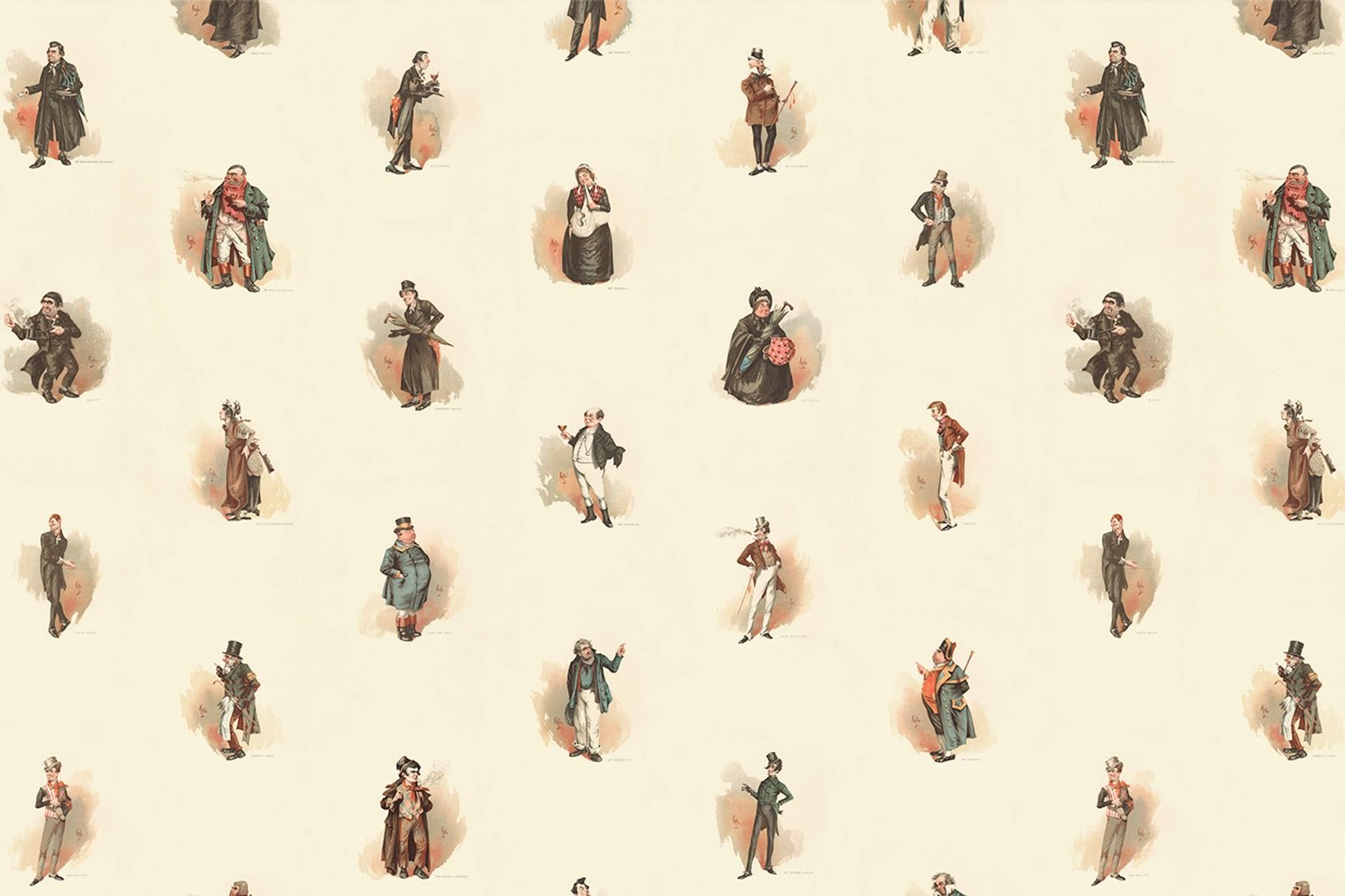 Charles Dickens Inspired Wallpaper Mural Including Famous