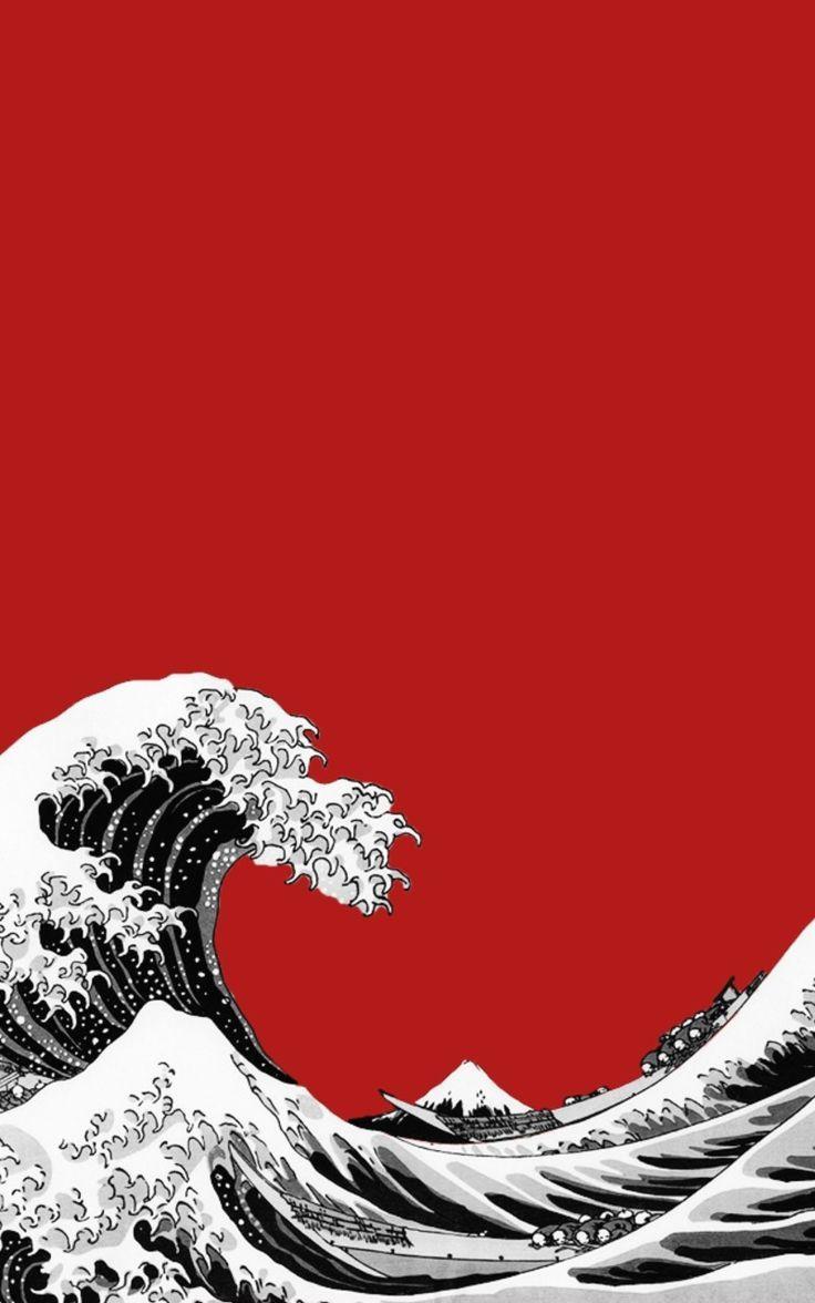 The Great Wave Off Kanagawa Black And Red Uicideboy Wallpaper