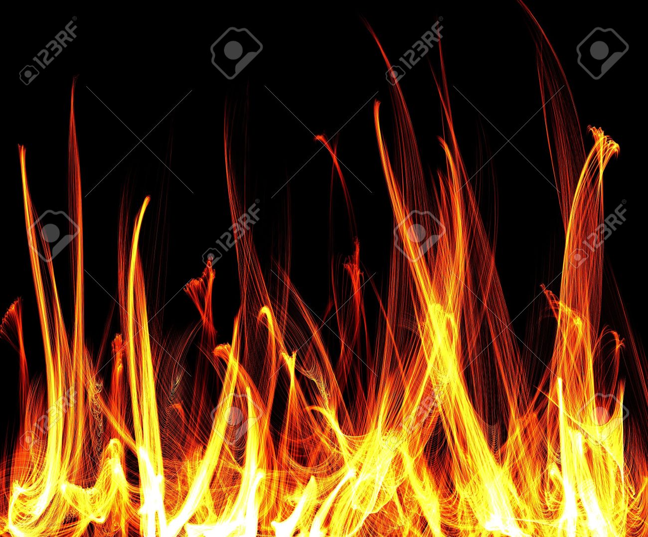 Flame Fire Languages Of On A Black Background Flaming