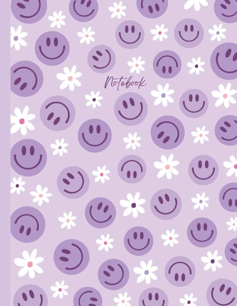 Notebook Preppy Smiley Face Aesthetic Cute Composition for Teen