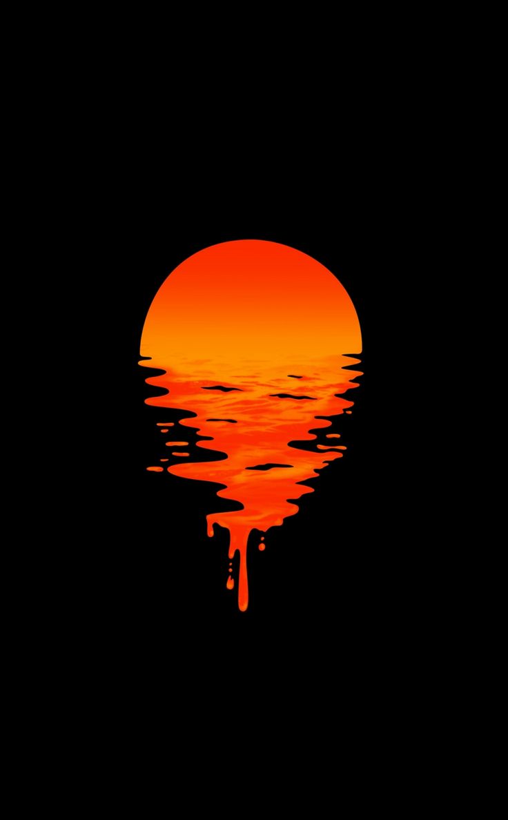 Lake Sunset Orange Minimal Dark Wallpaper HD