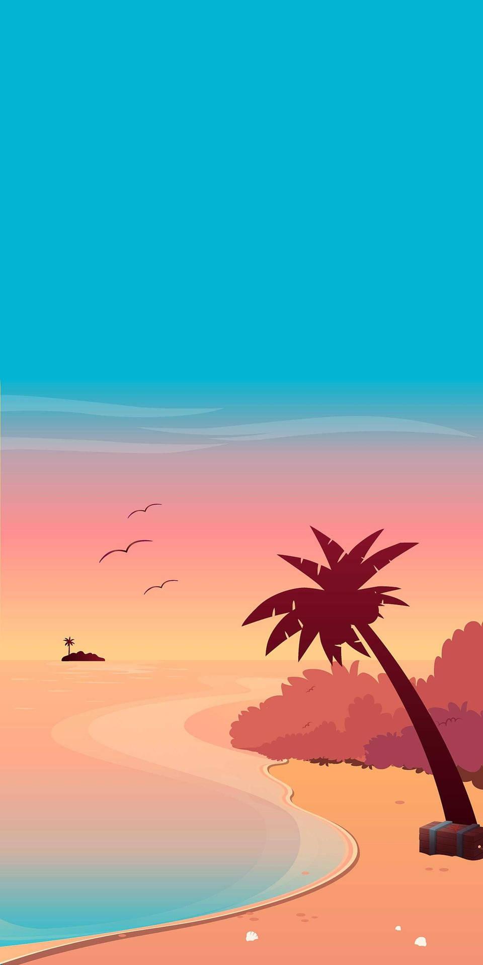 Pink Beach Art Summer iPhone Wallpaper