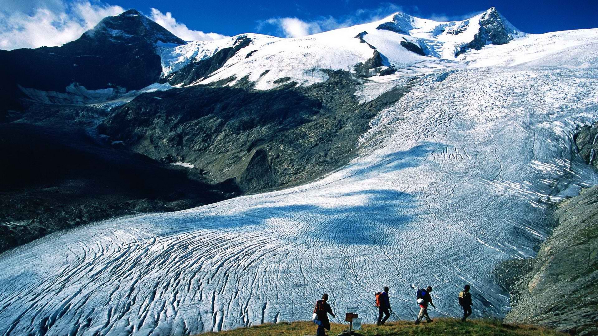 Glacier Mountains Hiking People Sports Wallpaper