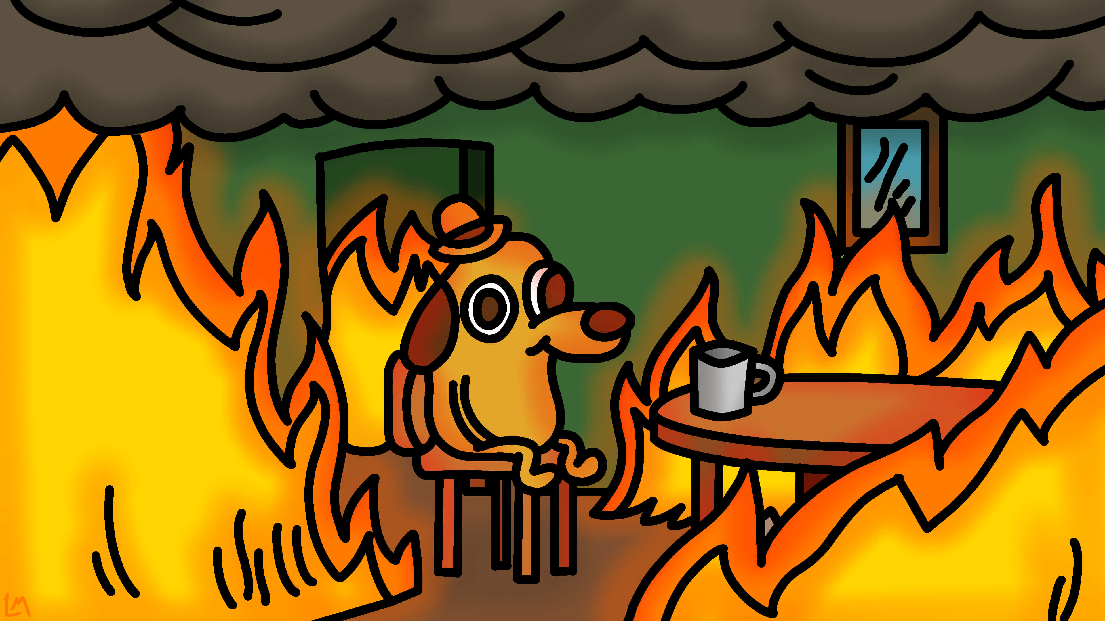 This Is Fine Wallpaper