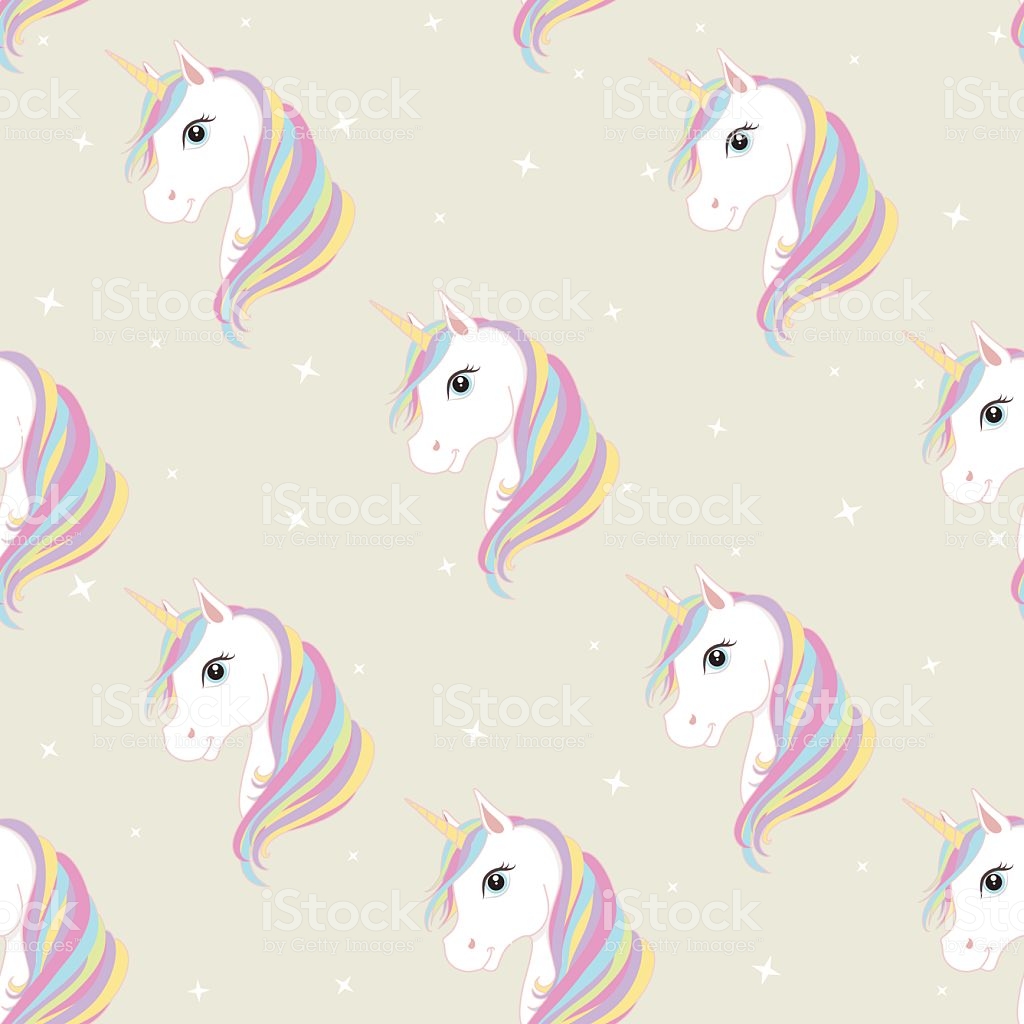 Unicorn Seamless Pattern Cute Magic Fantasy Vector Wallpaper Stock