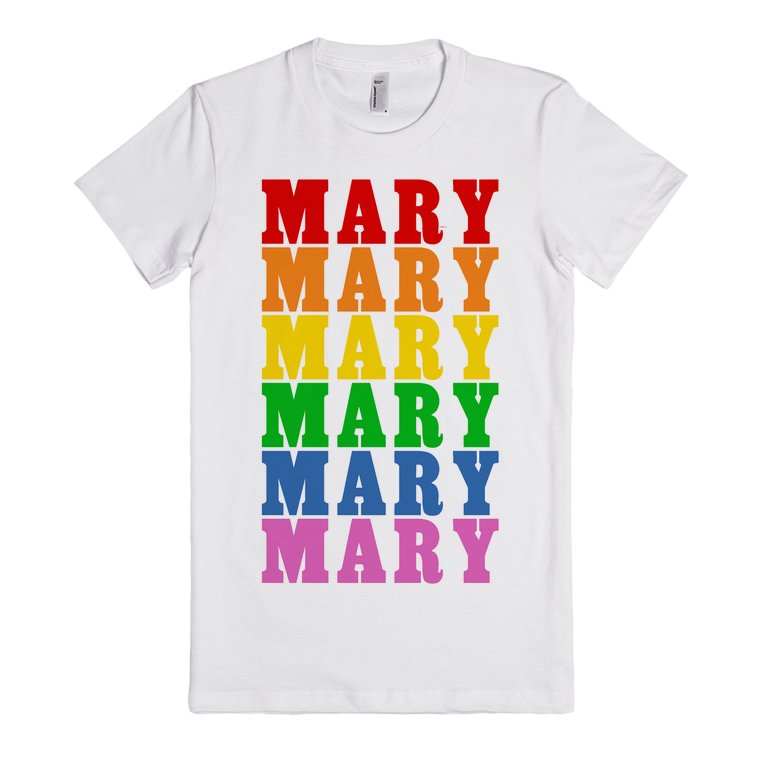 Rainbow Name Mary T Shirtamerican Apparel Juniors Fitted Teewhite HD