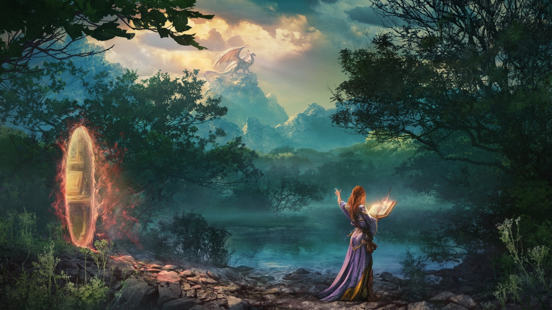Dragon Portal Fantasy Sorceress 4k Ultra HD Wallpaper By Zsolt