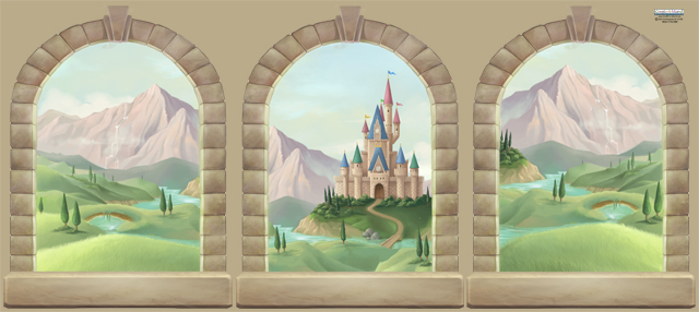 Beautiful Castle Window Mural