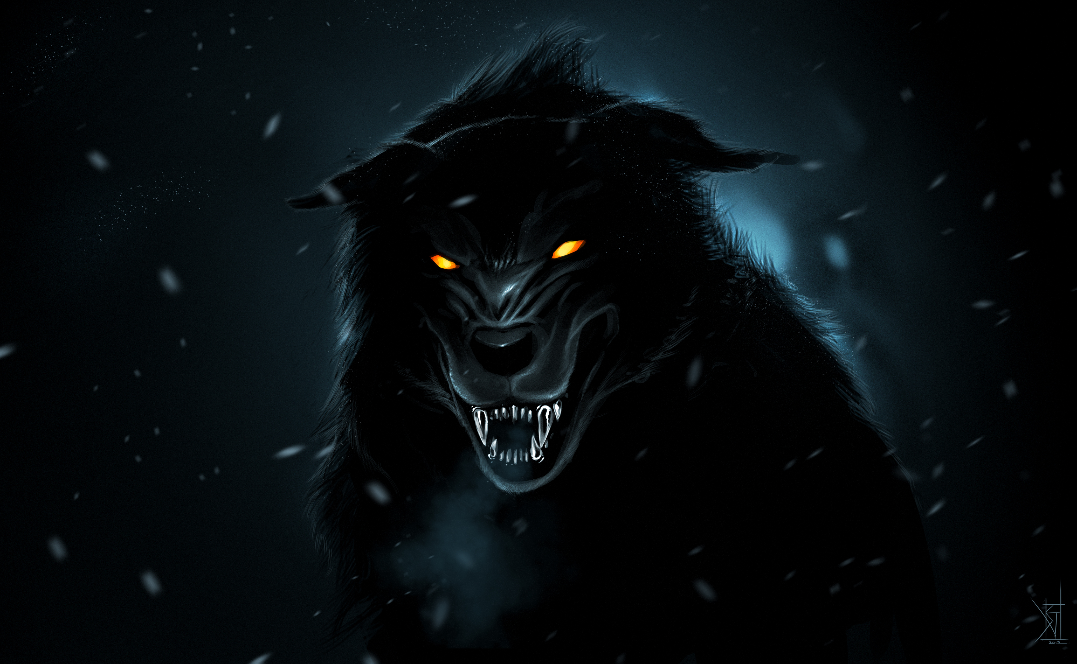 Werewolf Dark Forest Black Wolf Paint Snow Ghost HD Wallpaper Jpg