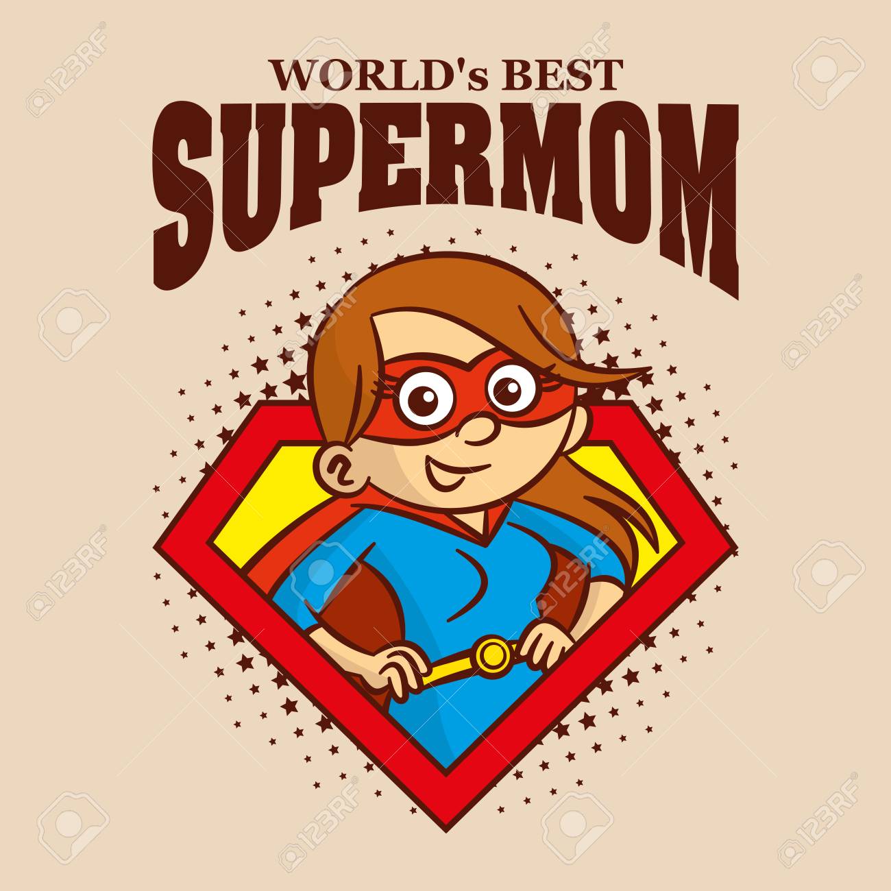 Supermom Logo Cartoon Character Superhero Royalty Cliparts