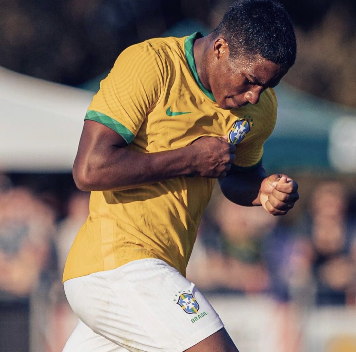 Endrick Felipe celebrates a goal for Brazil